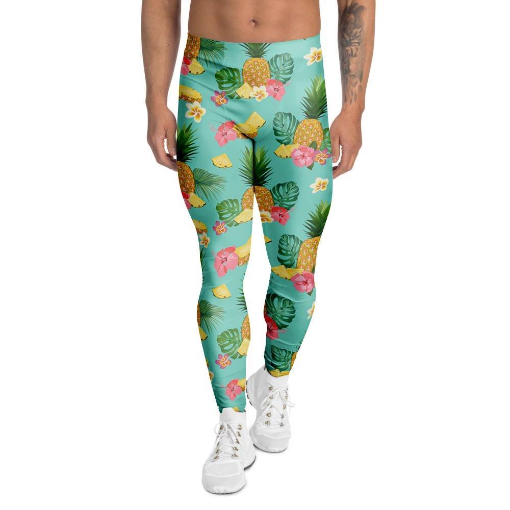 Slice Tropical Pineapple Print Men's Leggings-grizzshop