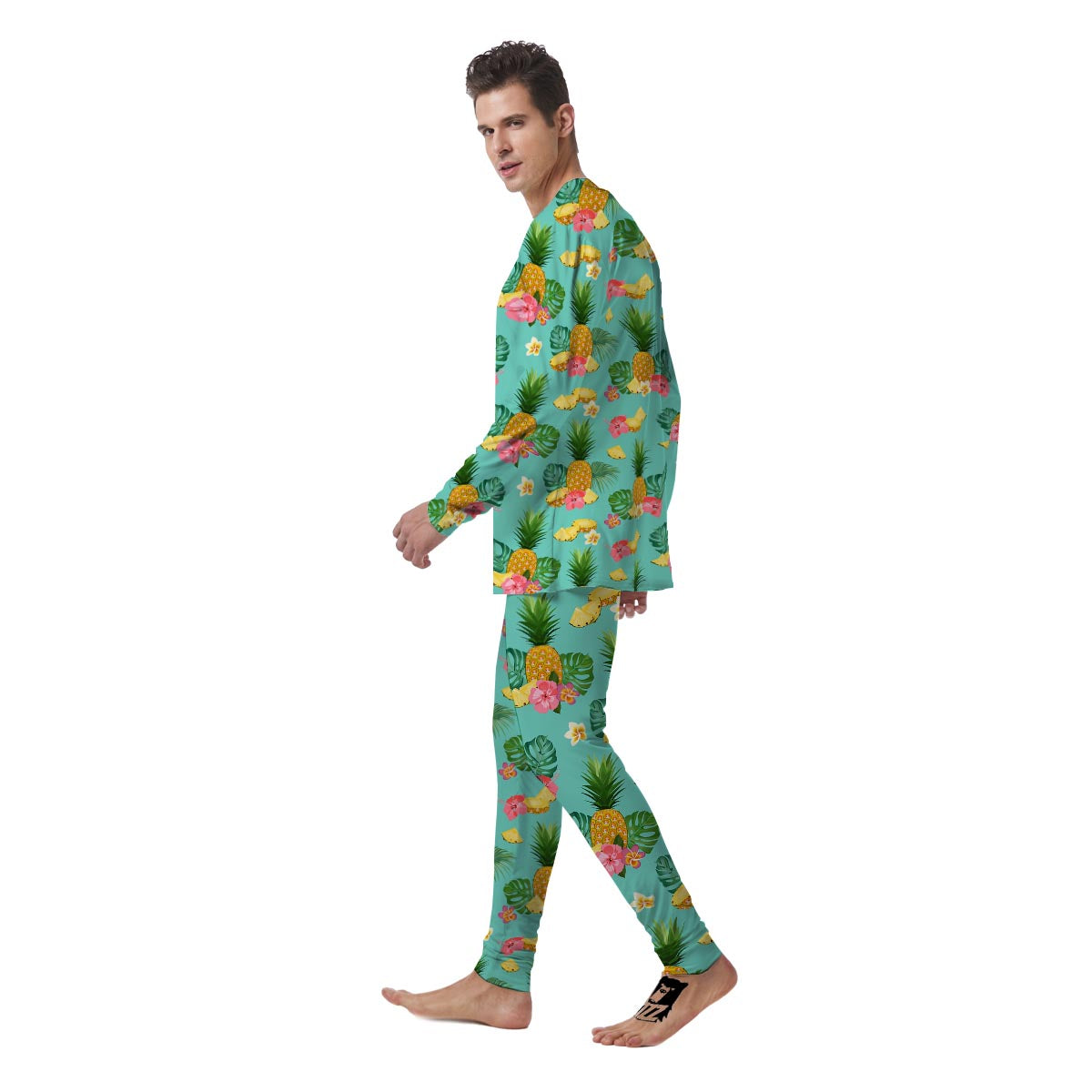 Slice Tropical Pineapple Print Men's Pajamas-grizzshop