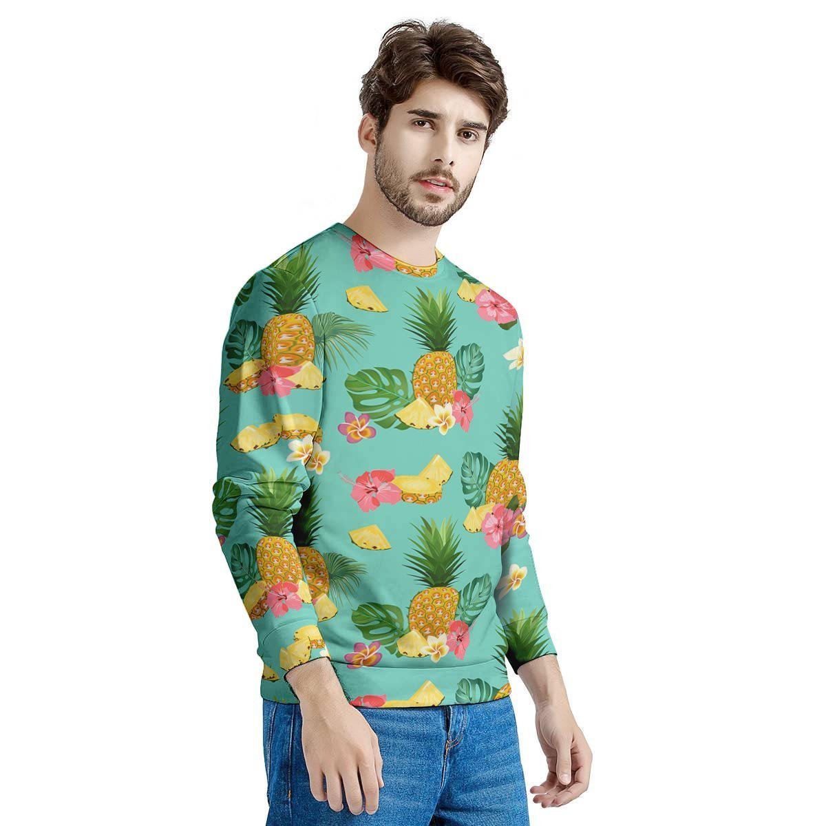 Slice Tropical Pineapple Print Men's Sweatshirt-grizzshop