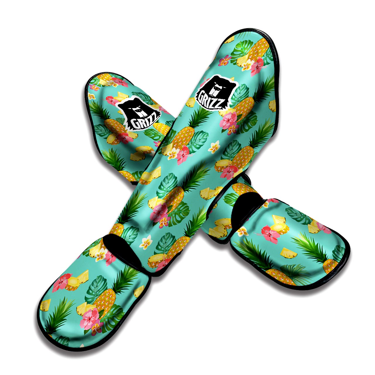 Slice Tropical Pineapple Print Muay Thai Shin Guard-grizzshop