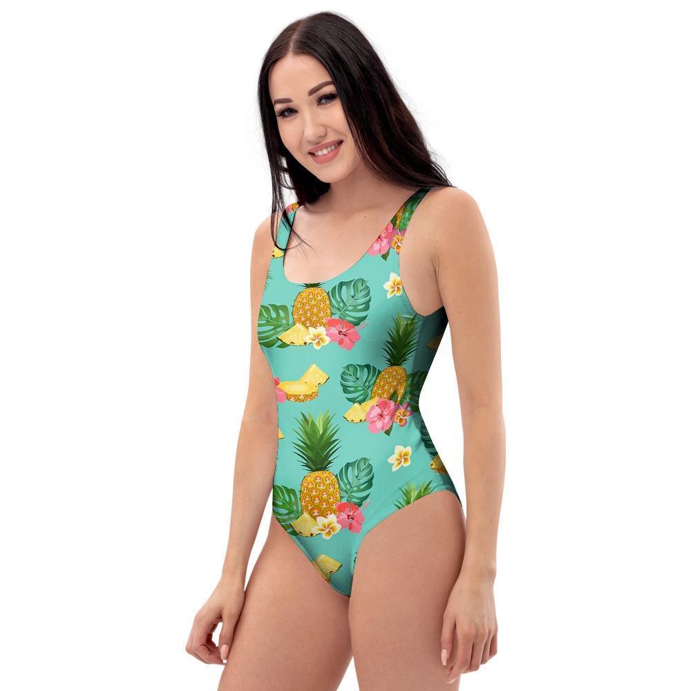 Slice Tropical Pineapple Print One Piece Swimsuite-grizzshop