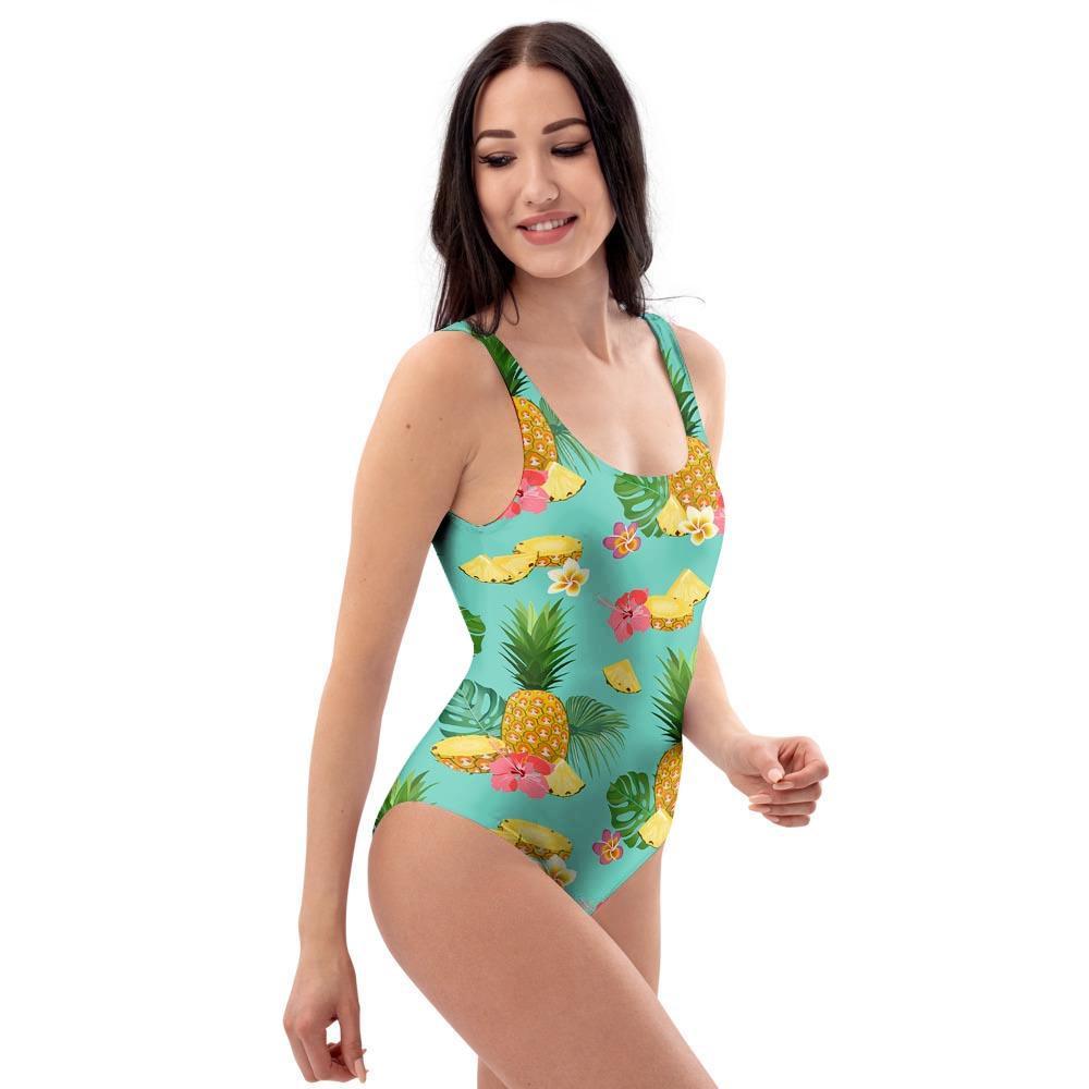 Slice Tropical Pineapple Print One Piece Swimsuite-grizzshop