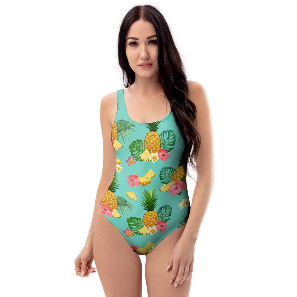 Slice Tropical Pineapple Print One Piece Swimsuite-grizzshop