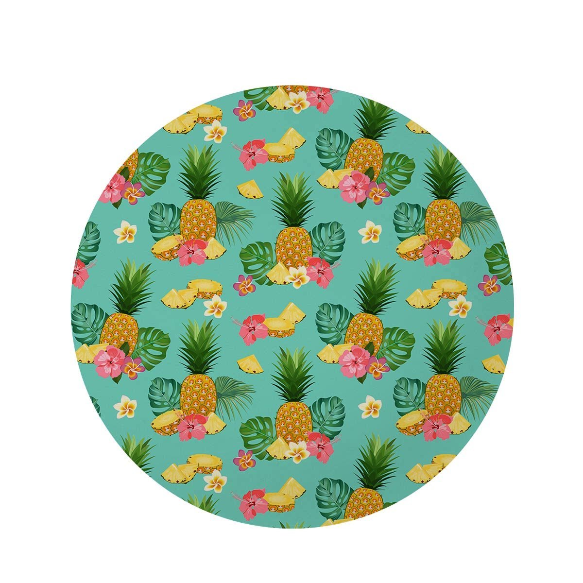 Slice Tropical Pineapple Print Round Rug-grizzshop