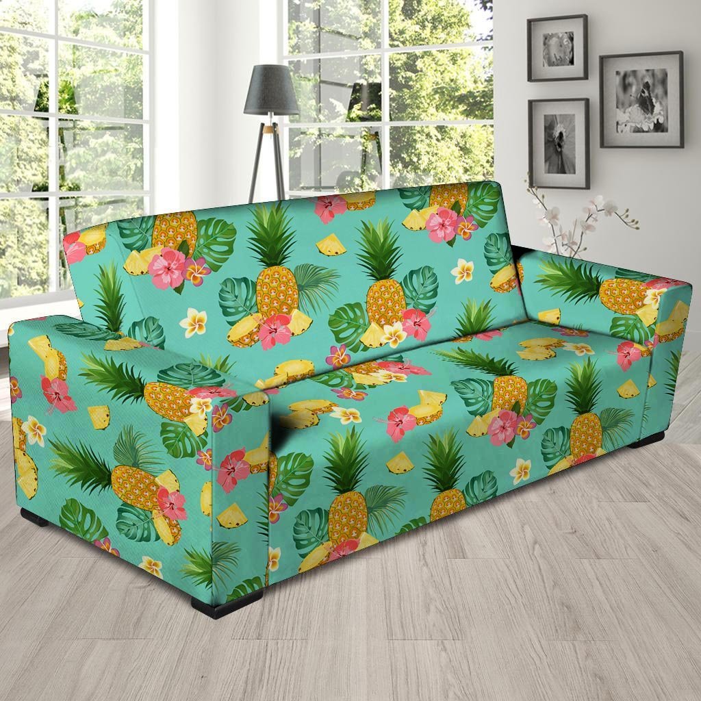 Slice Tropical Pineapple Print Sofa Cover-grizzshop