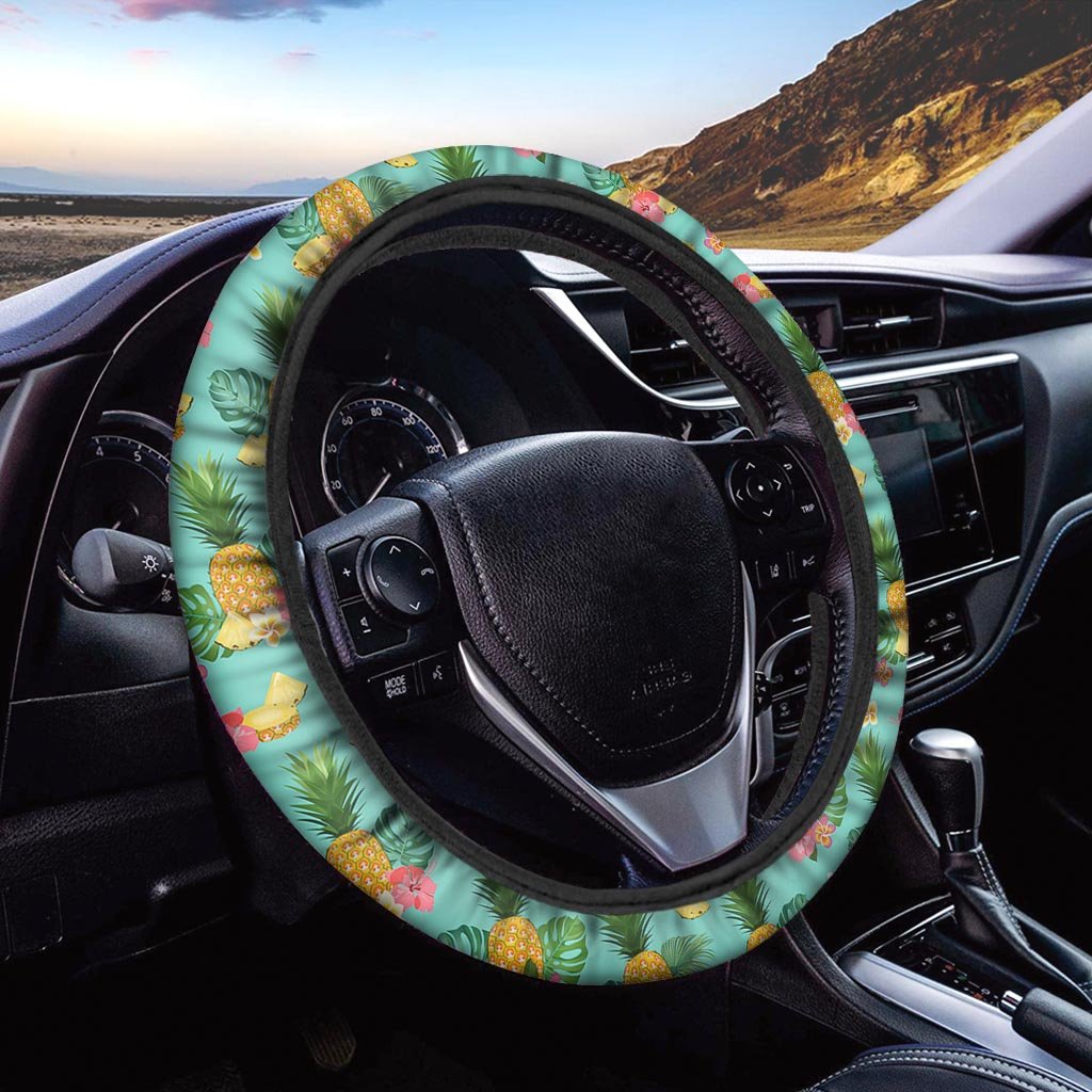 Slice Tropical Pineapple Print Steering Wheel Cover-grizzshop