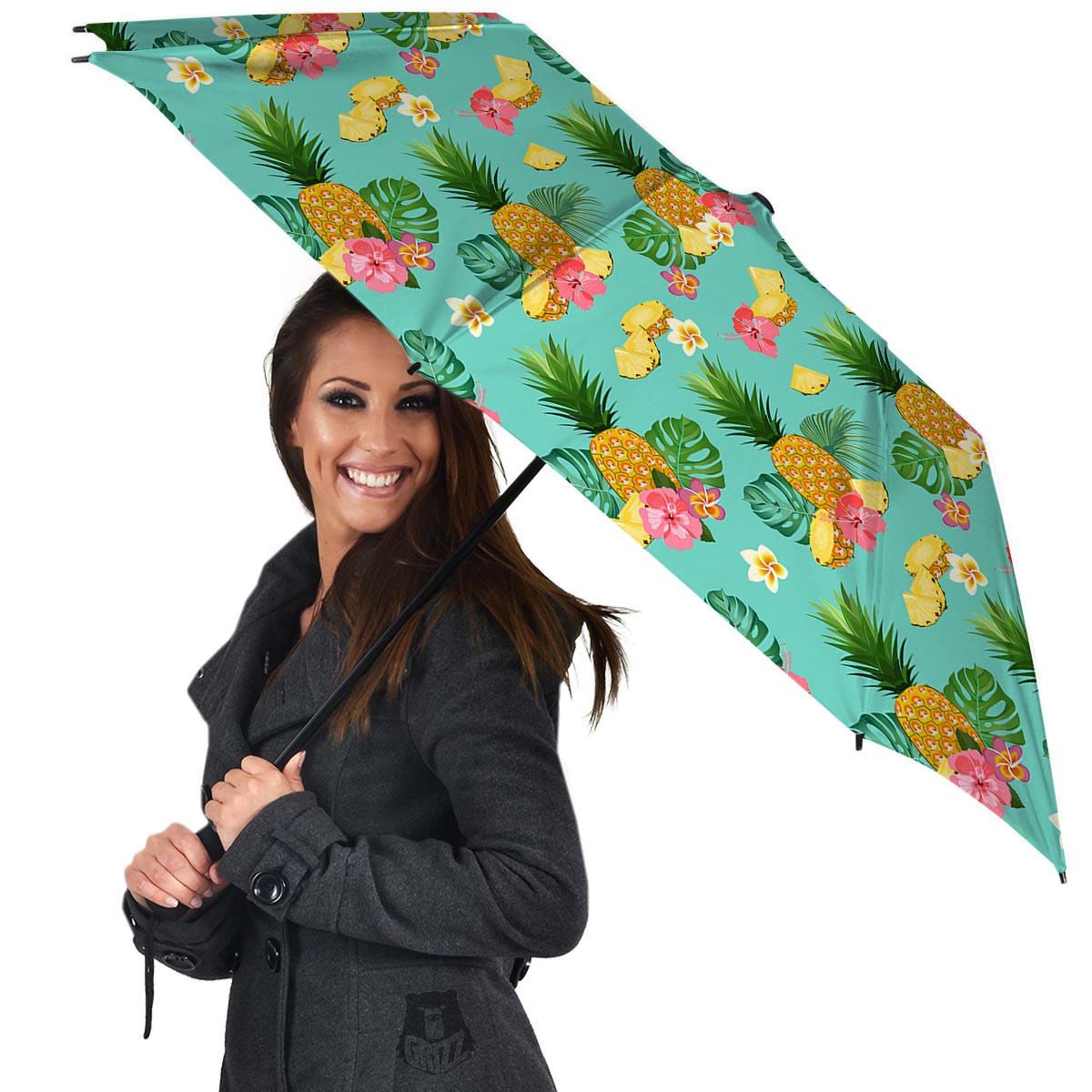 Slice Tropical Pineapple Print Umbrella-grizzshop