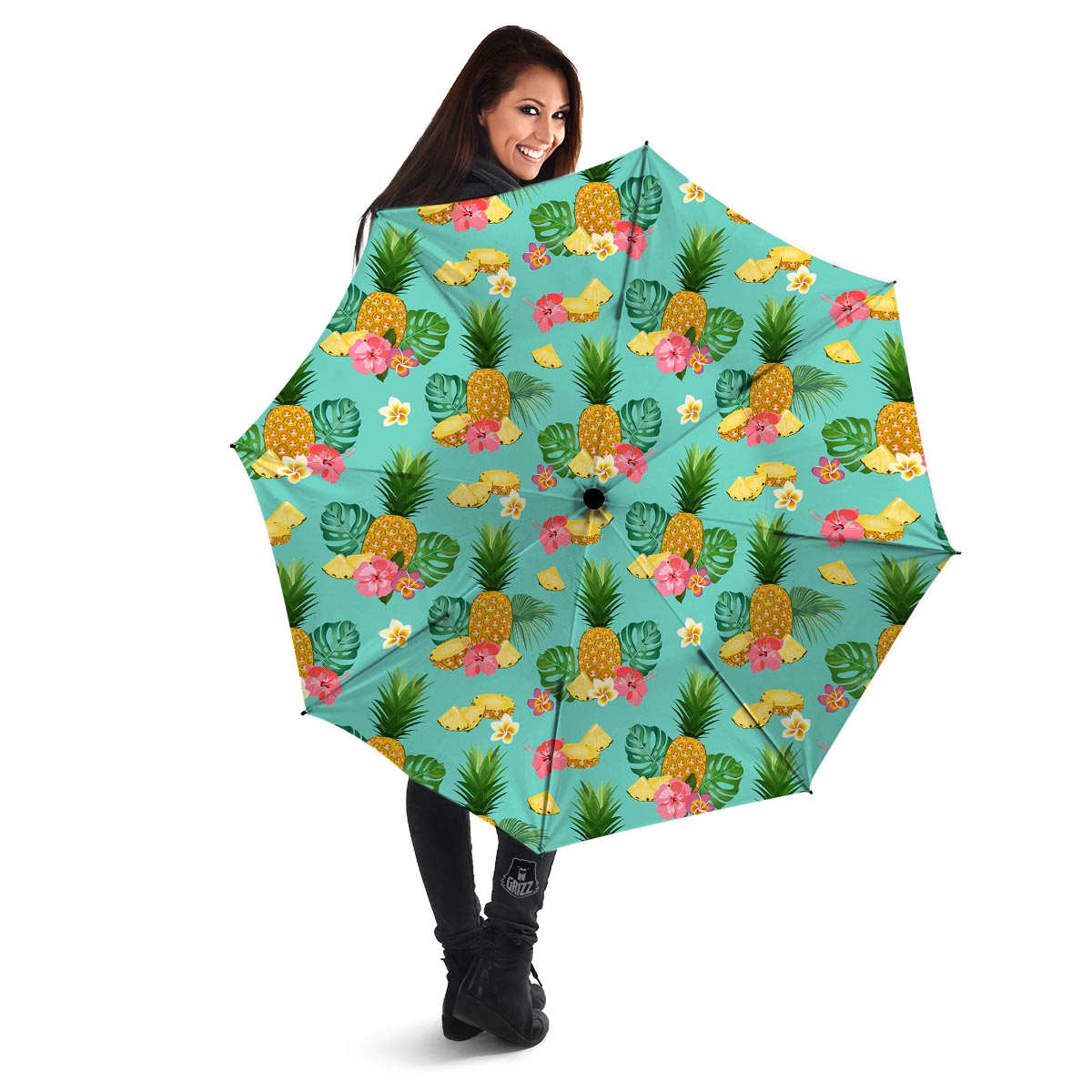 Slice Tropical Pineapple Print Umbrella-grizzshop