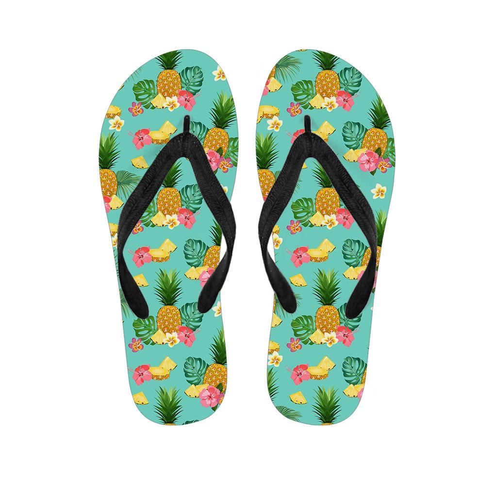 Slice Tropical Pineapple Print Women's Flip Flops-grizzshop