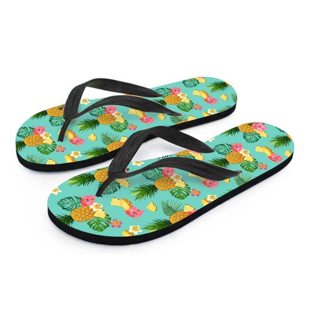 Slice Tropical Pineapple Print Women's Flip Flops-grizzshop