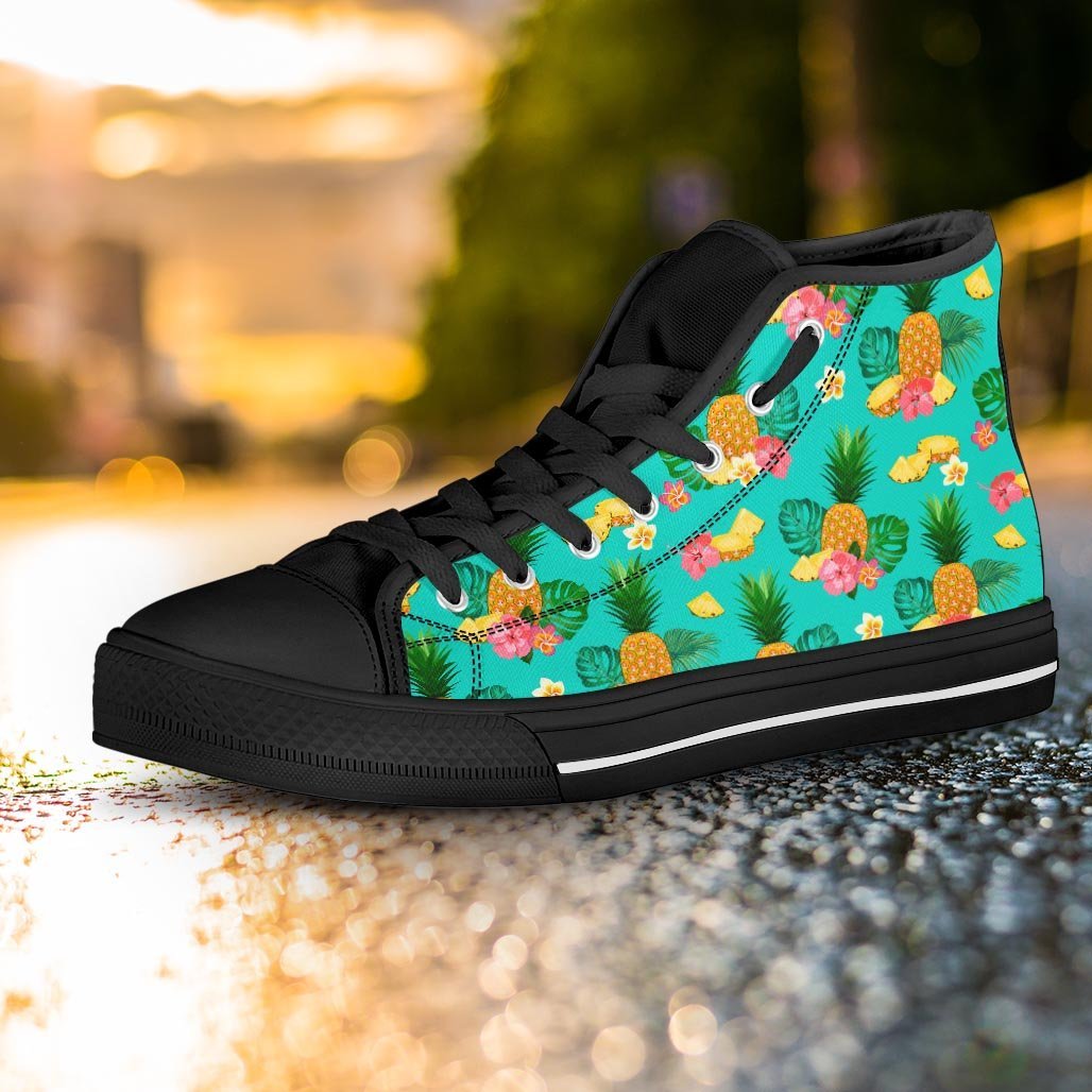 Slice Tropical Pineapple Print Women's High Top Shoes-grizzshop