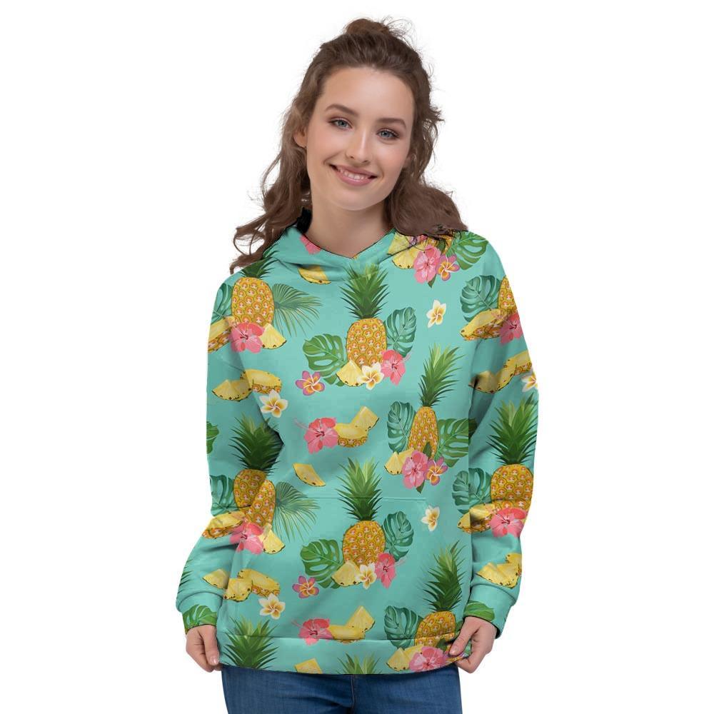 Slice Tropical Pineapple Print Women's Hoodie-grizzshop