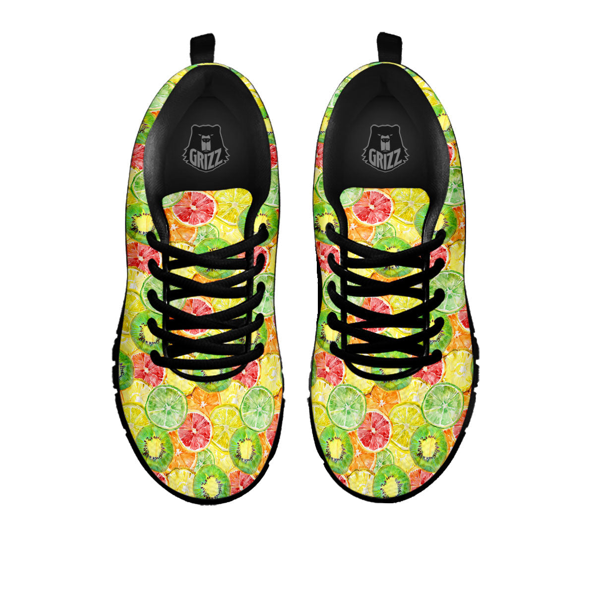 Slices Fruit Orange Print Pattern Black Sneaker-grizzshop