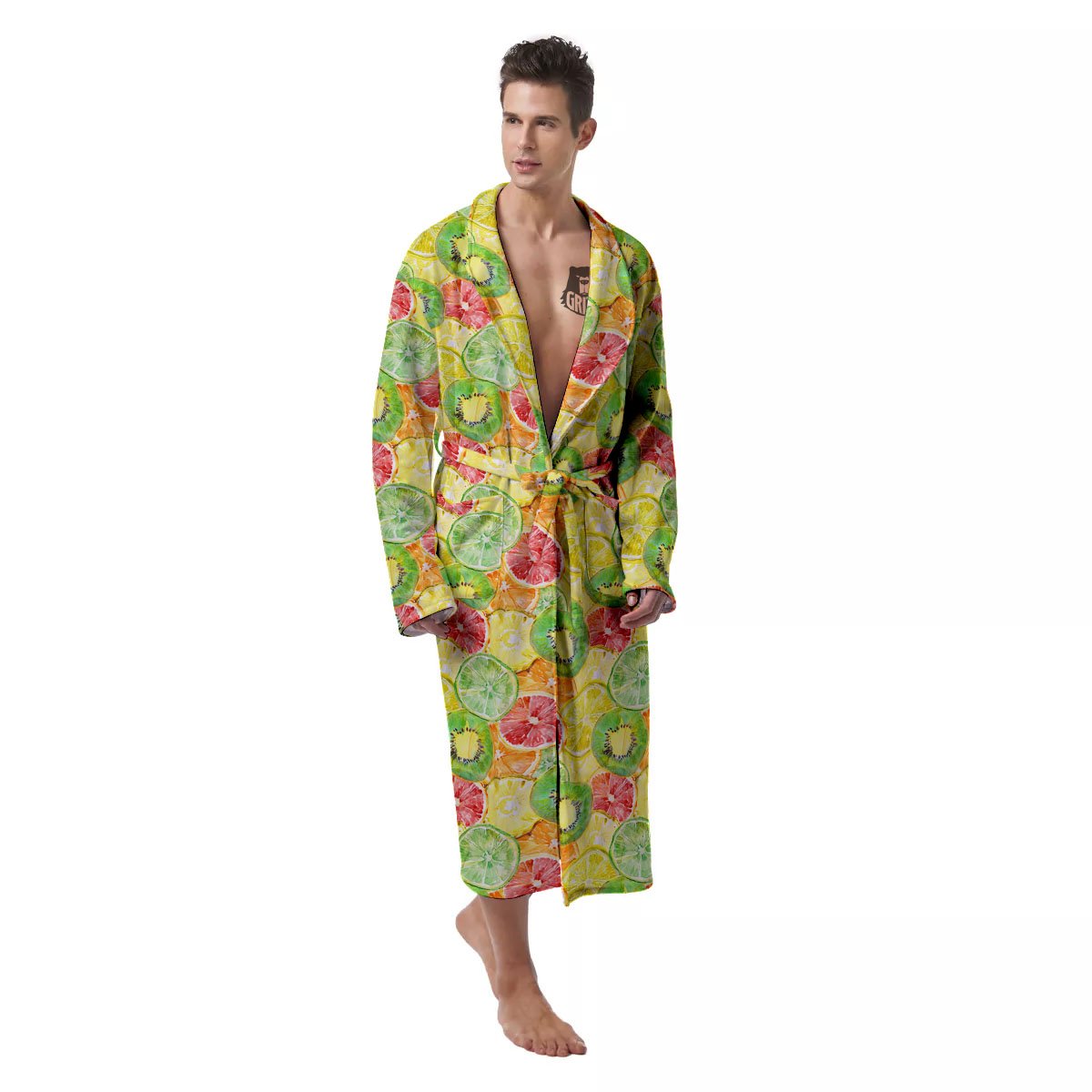 Slices Fruit Orange Print Pattern Men's Robe-grizzshop