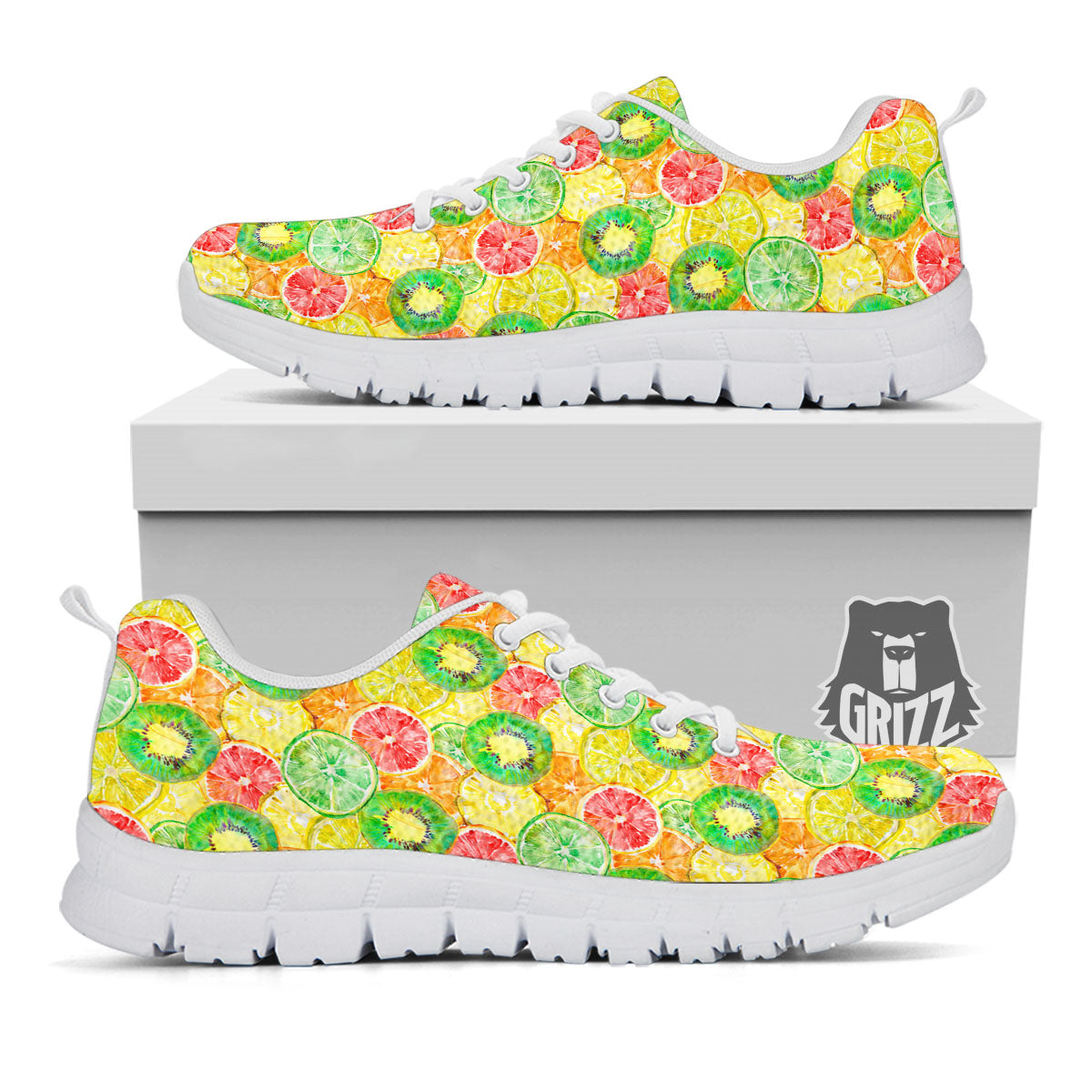 Slices Fruit Orange Print Pattern White Sneaker-grizzshop