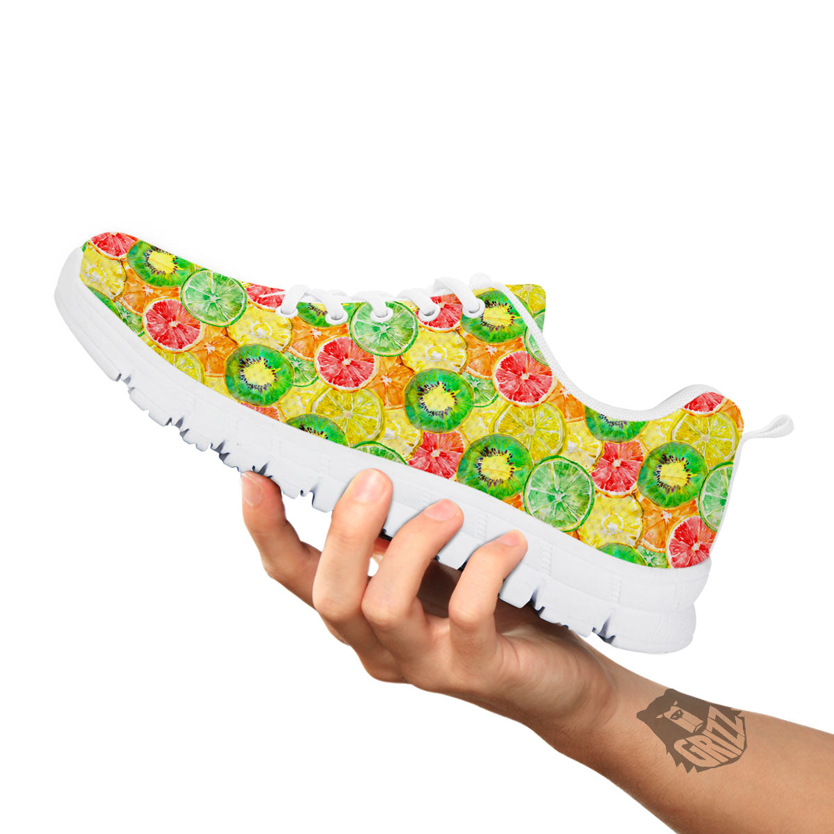 Slices Fruit Orange Print Pattern White Sneaker-grizzshop