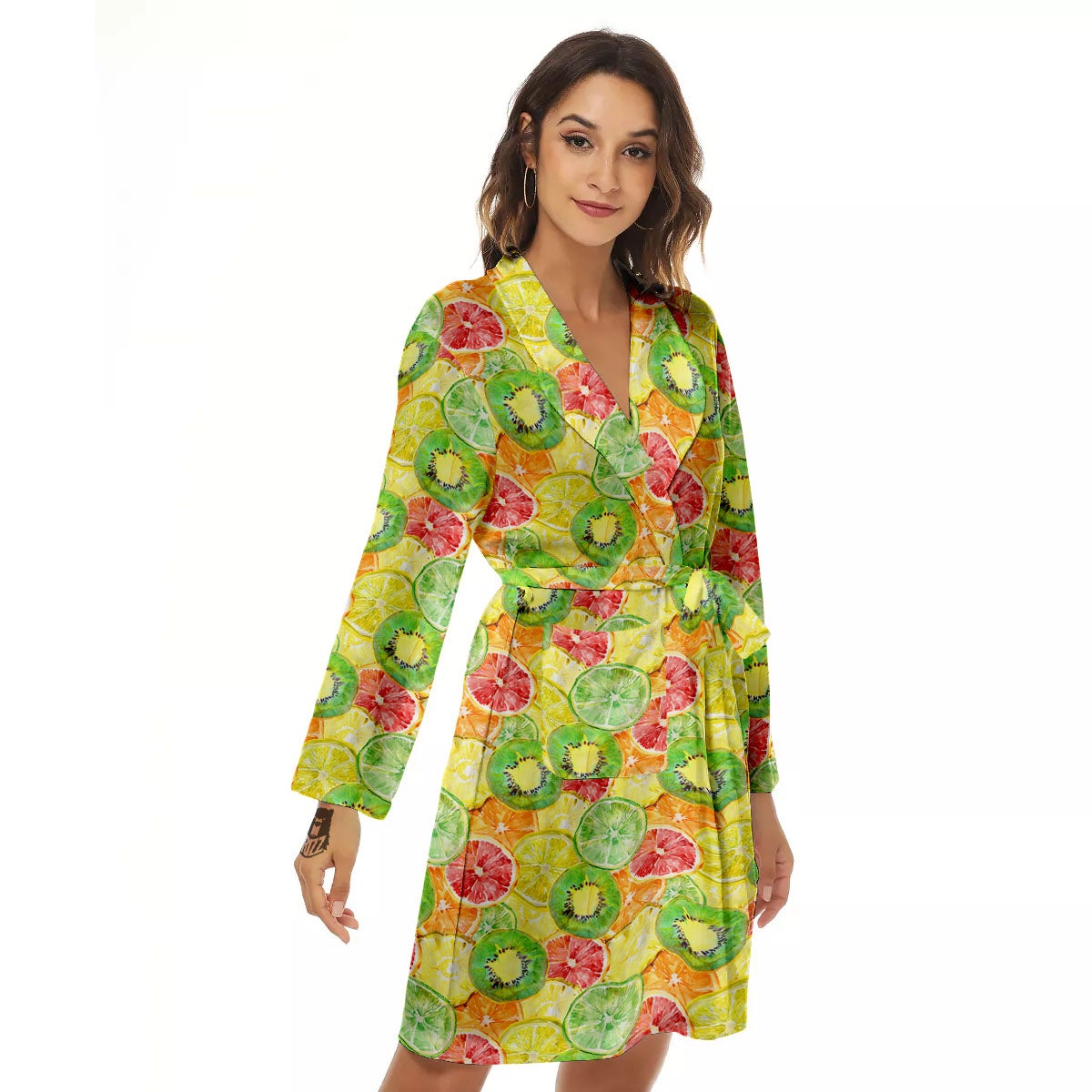 Slices Fruit Orange Print Pattern Women's Robe-grizzshop