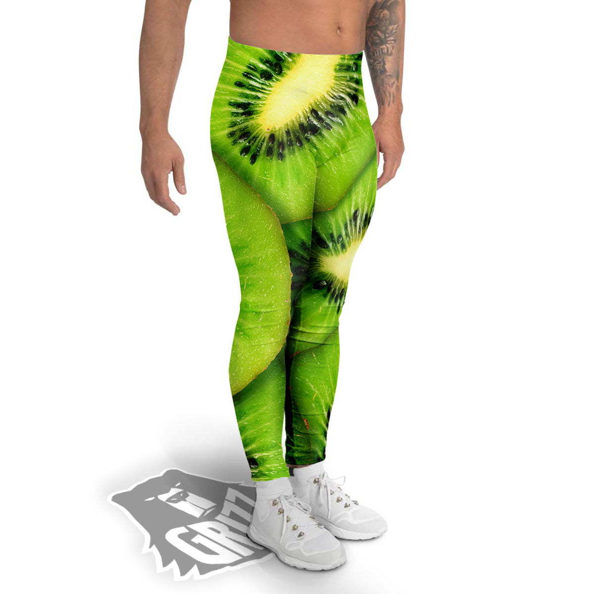 Slices Kiwi Print Men's Leggings-grizzshop