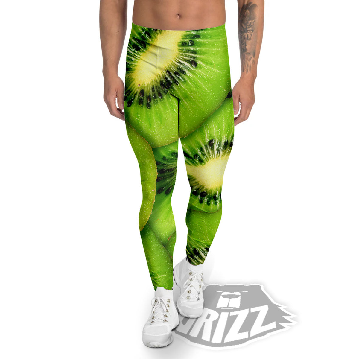 Slices Kiwi Print Men's Leggings-grizzshop