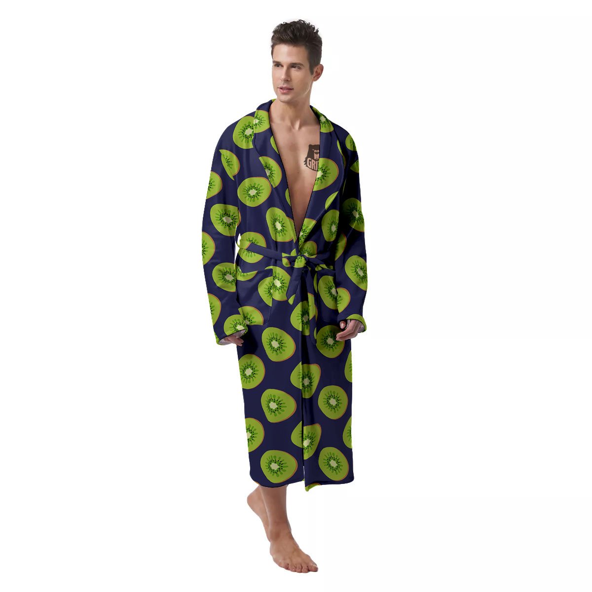 Slices Kiwi Print Pattern Men's Robe-grizzshop