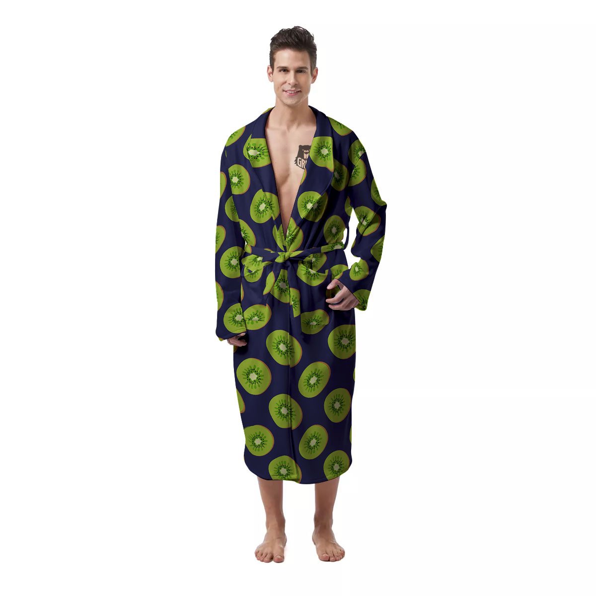 Slices Kiwi Print Pattern Men's Robe-grizzshop