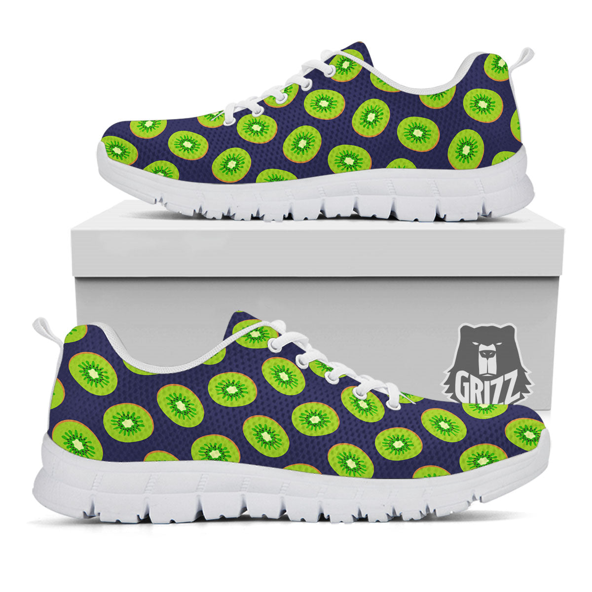 Slices Kiwi Print Pattern White Sneaker-grizzshop