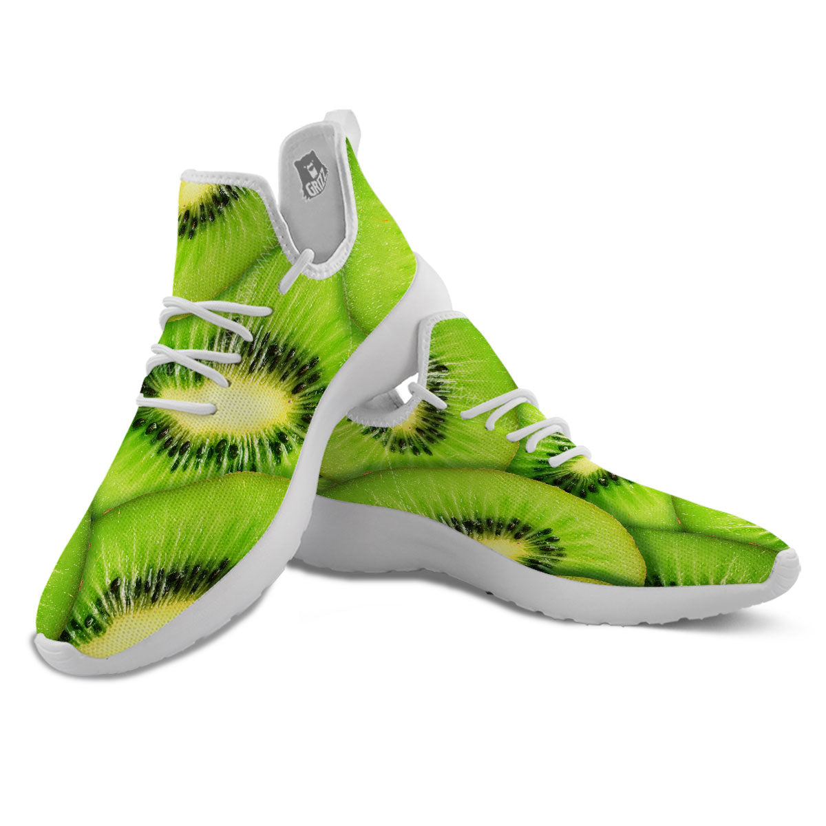 Slices Kiwi Print White Athletic Shoes-grizzshop