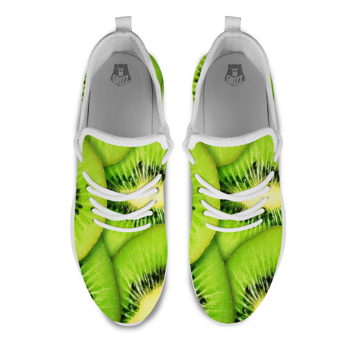 Slices Kiwi Print White Athletic Shoes-grizzshop