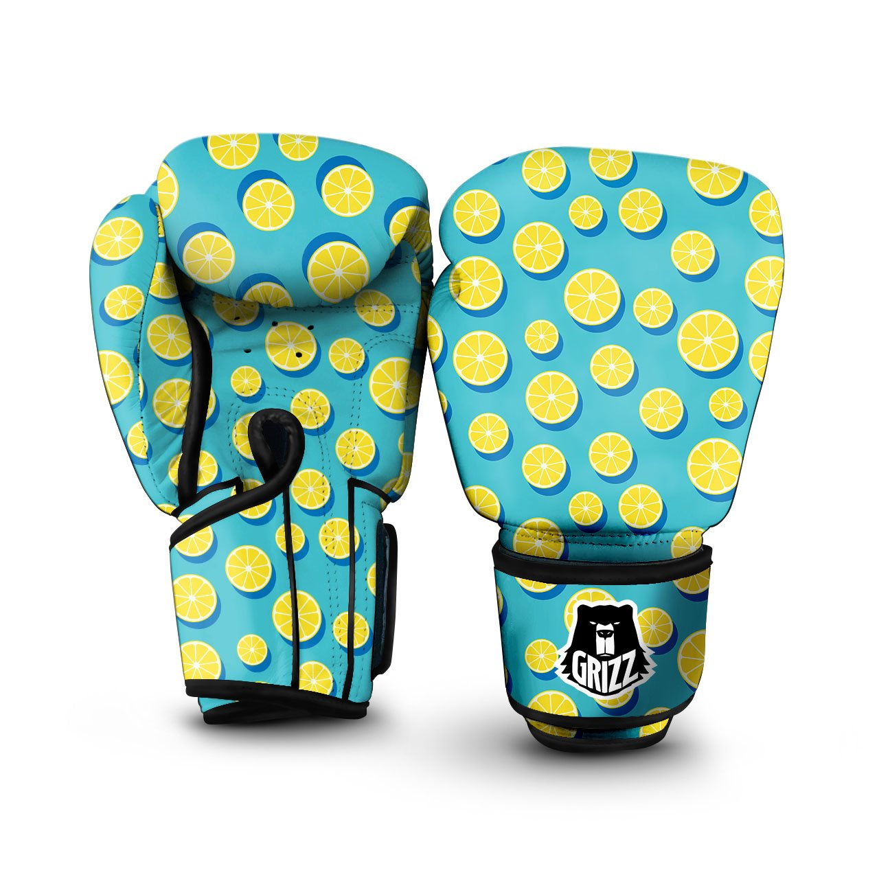 Slices Lemon Print Pattern Boxing Gloves-grizzshop