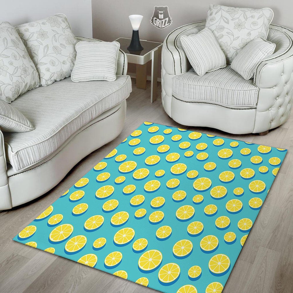 Slices Lemon Print Pattern Floor Mat-grizzshop