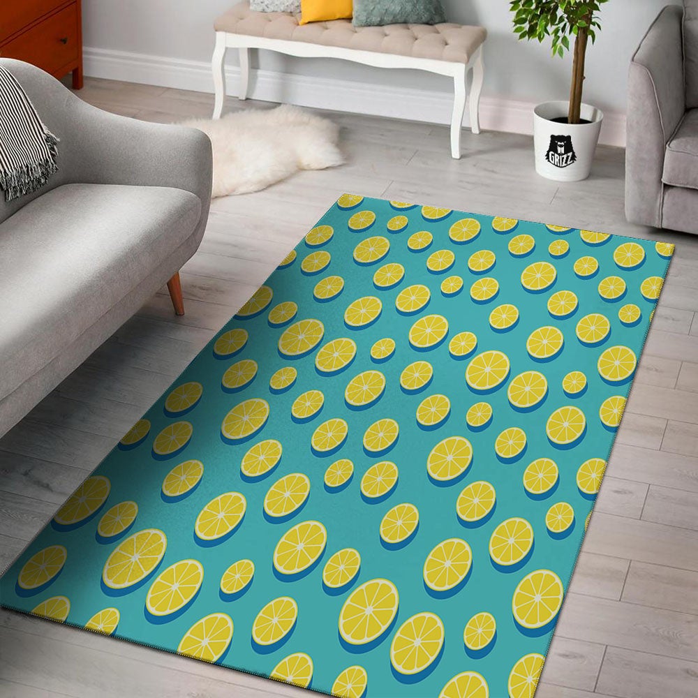 Slices Lemon Print Pattern Floor Mat-grizzshop