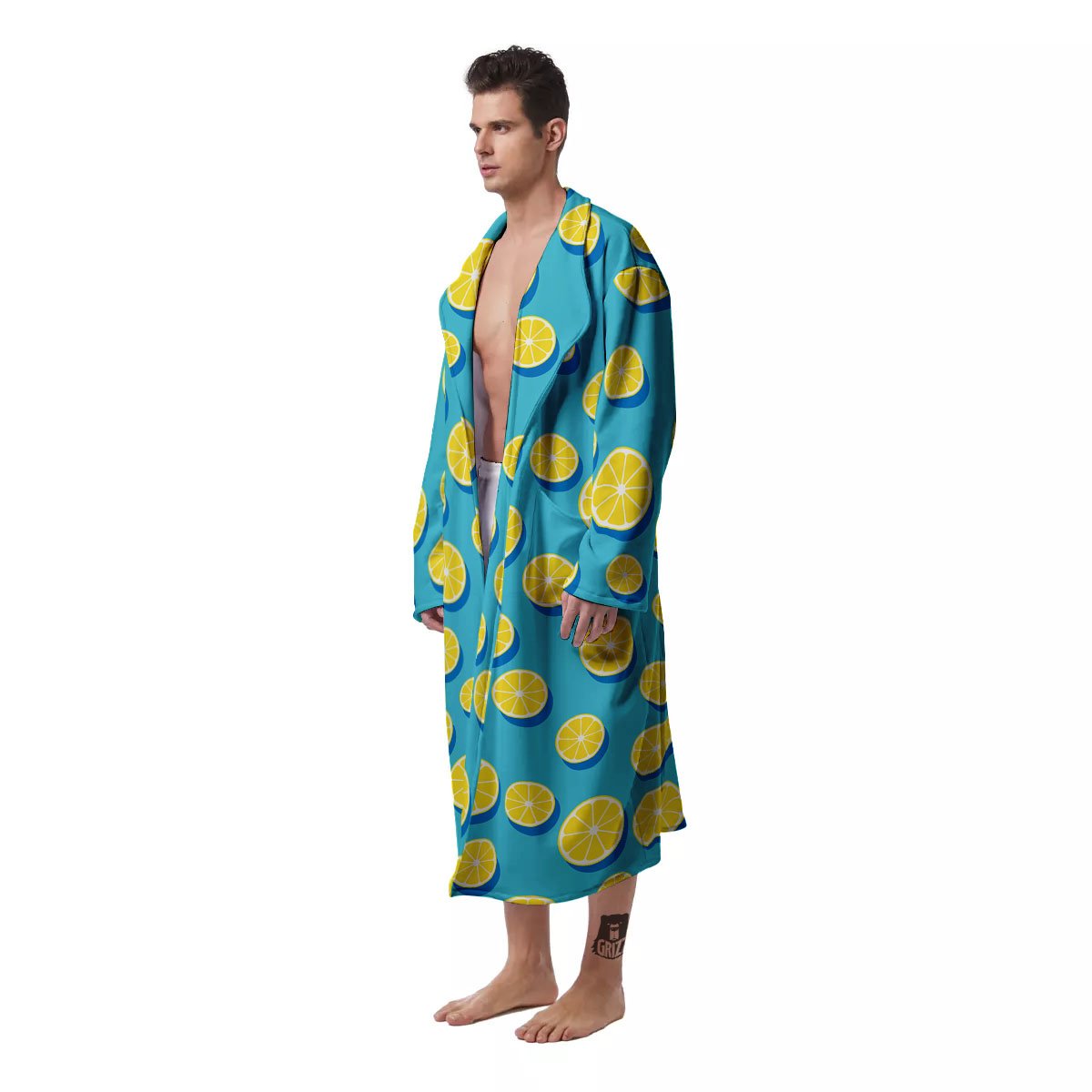 Slices Lemon Print Pattern Men's Robe-grizzshop
