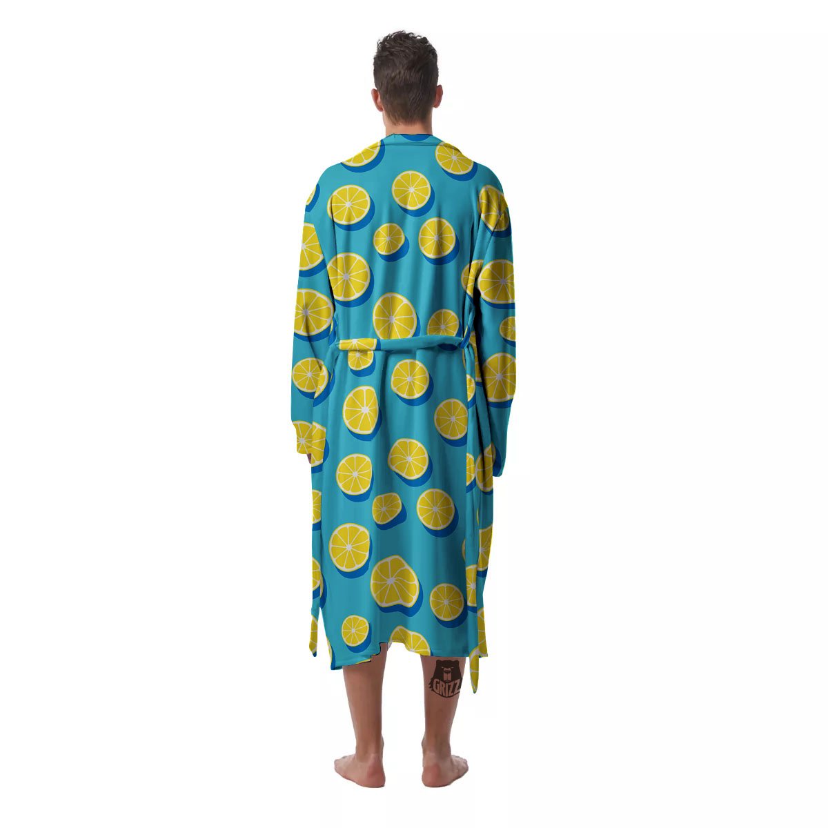 Slices Lemon Print Pattern Men's Robe-grizzshop