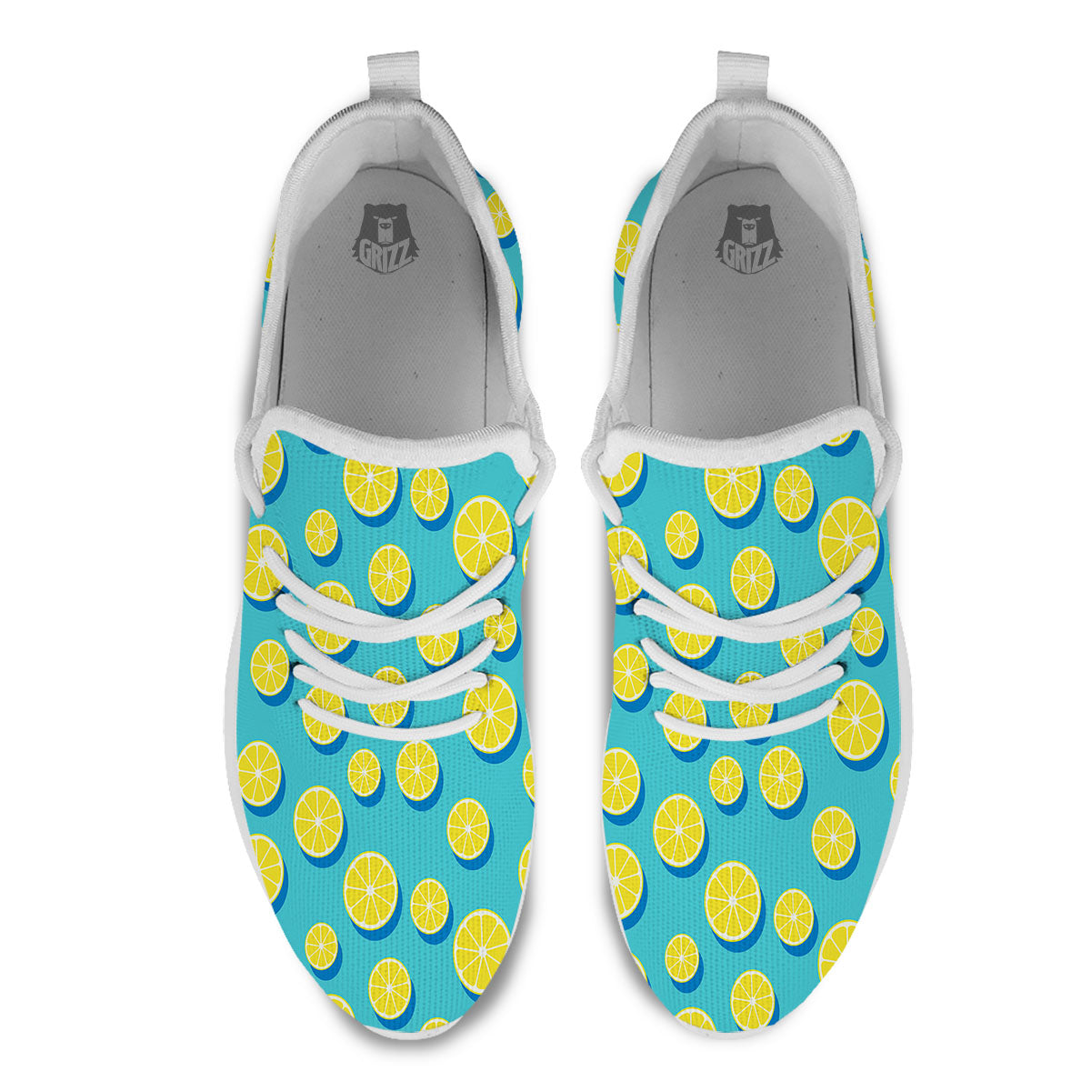 Slices Lemon Print Pattern White Athletic Shoes-grizzshop