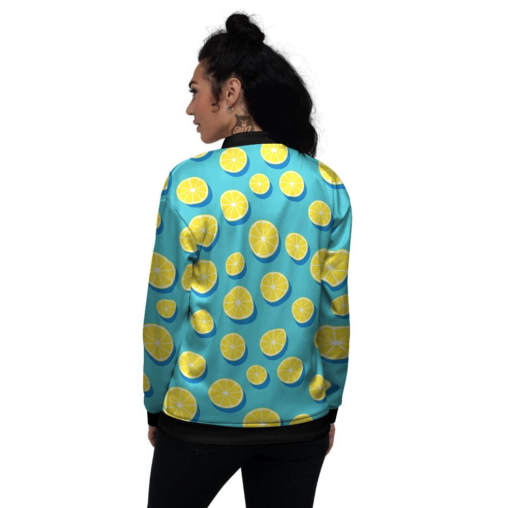 Slices Lemon Print Pattern Women's Bomber Jacket-grizzshop