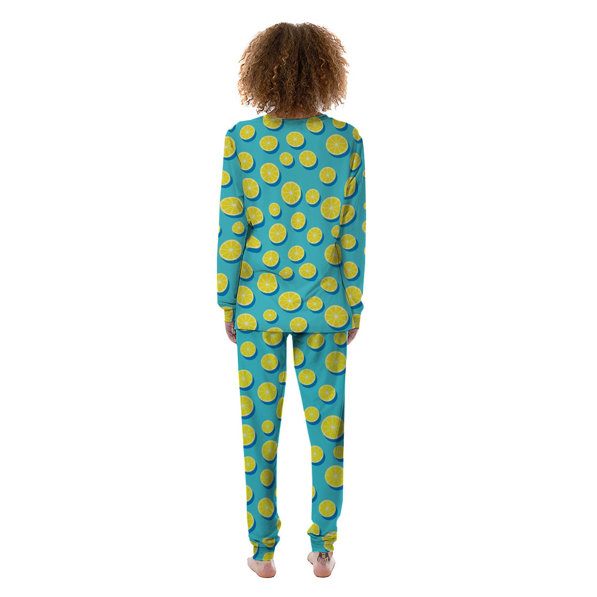 Slices Lemon Print Pattern Women's Pajamas-grizzshop