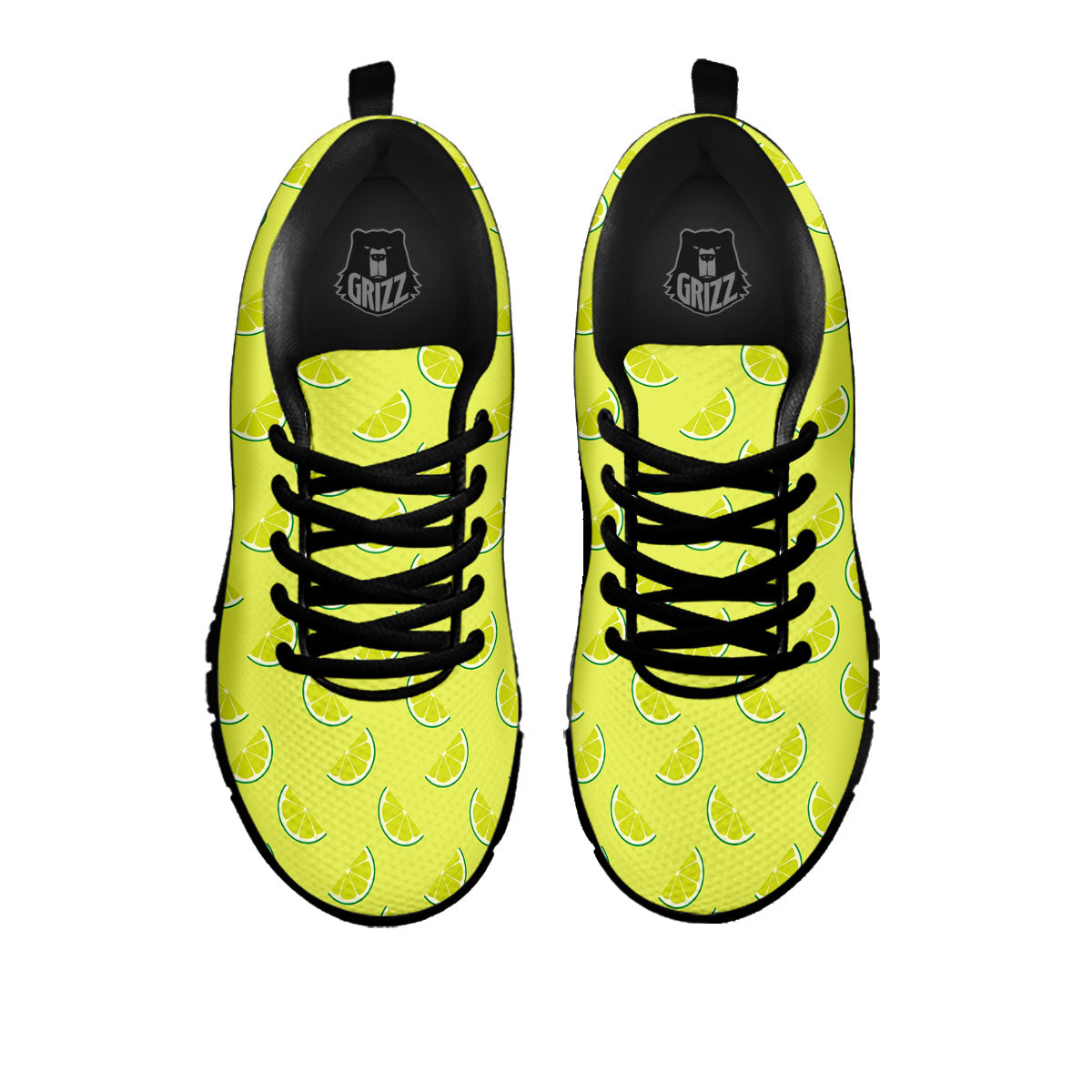 Slices Lime Green Print Pattern Black Sneaker-grizzshop