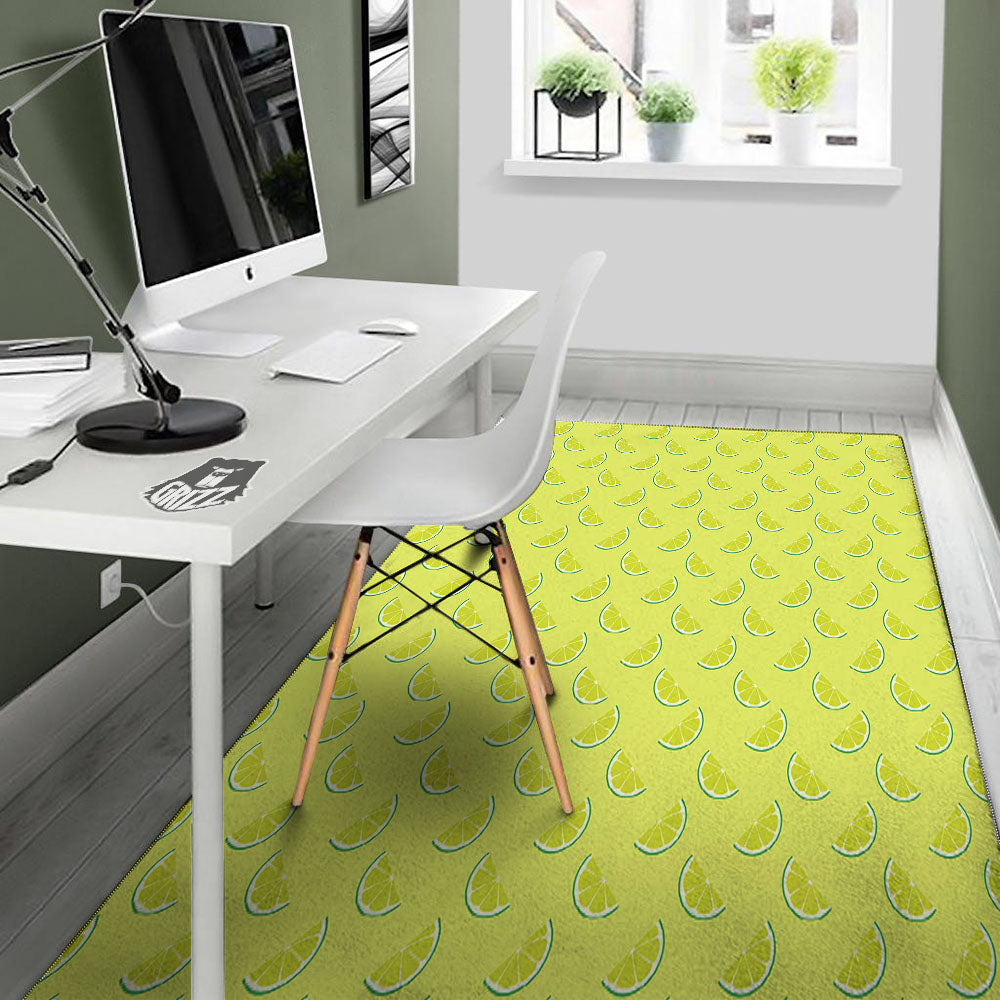 Slices Lime Green Print Pattern Floor Mat-grizzshop