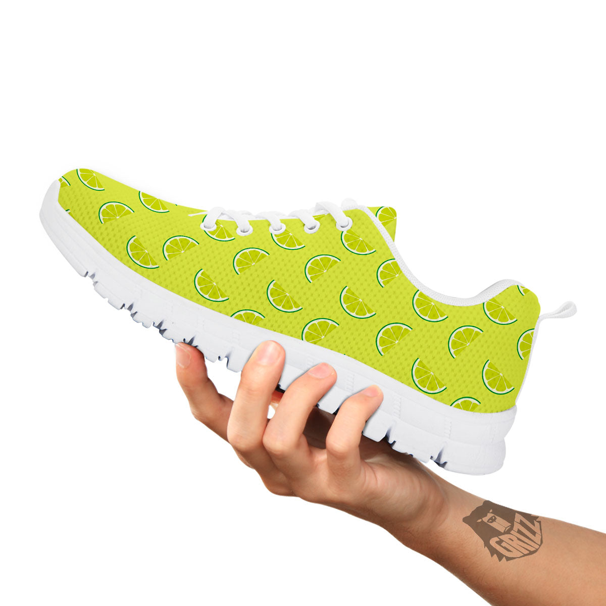 Slices Lime Green Print Pattern White Sneaker-grizzshop