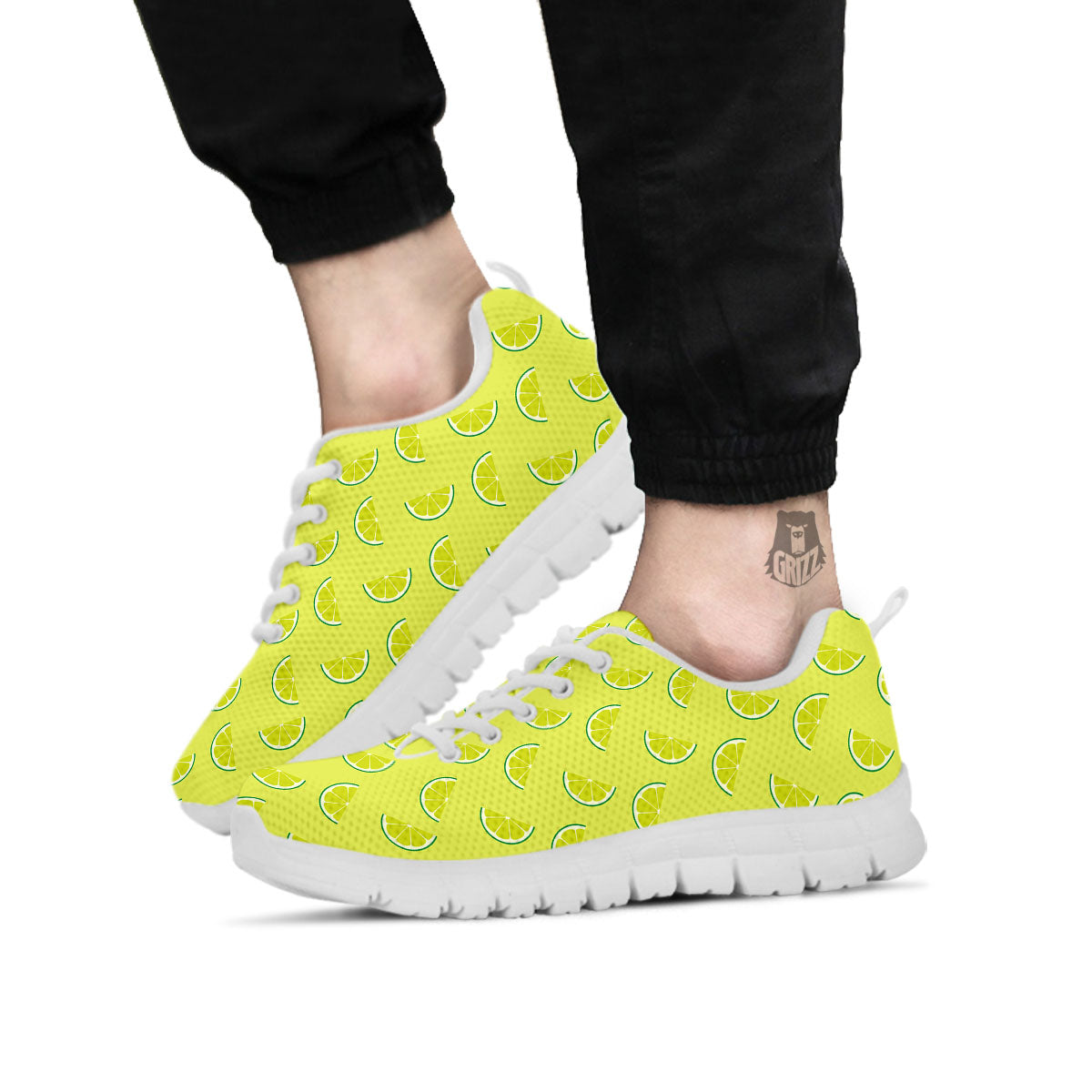 Slices Lime Green Print Pattern White Sneaker-grizzshop