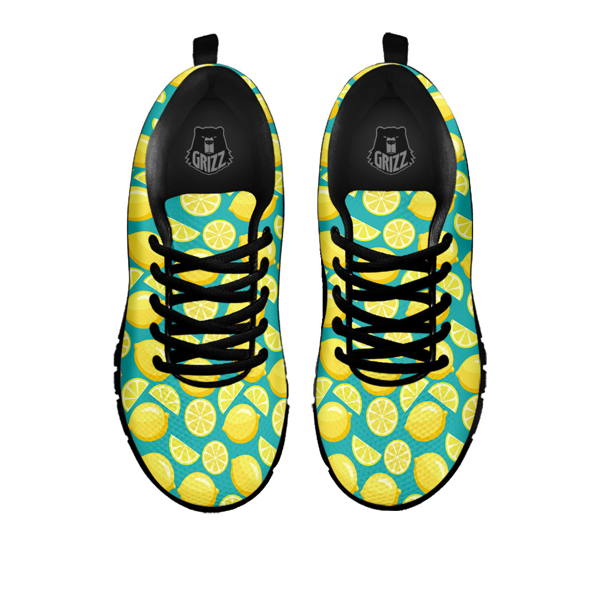 Slices Lime Print Pattern Black Sneaker-grizzshop