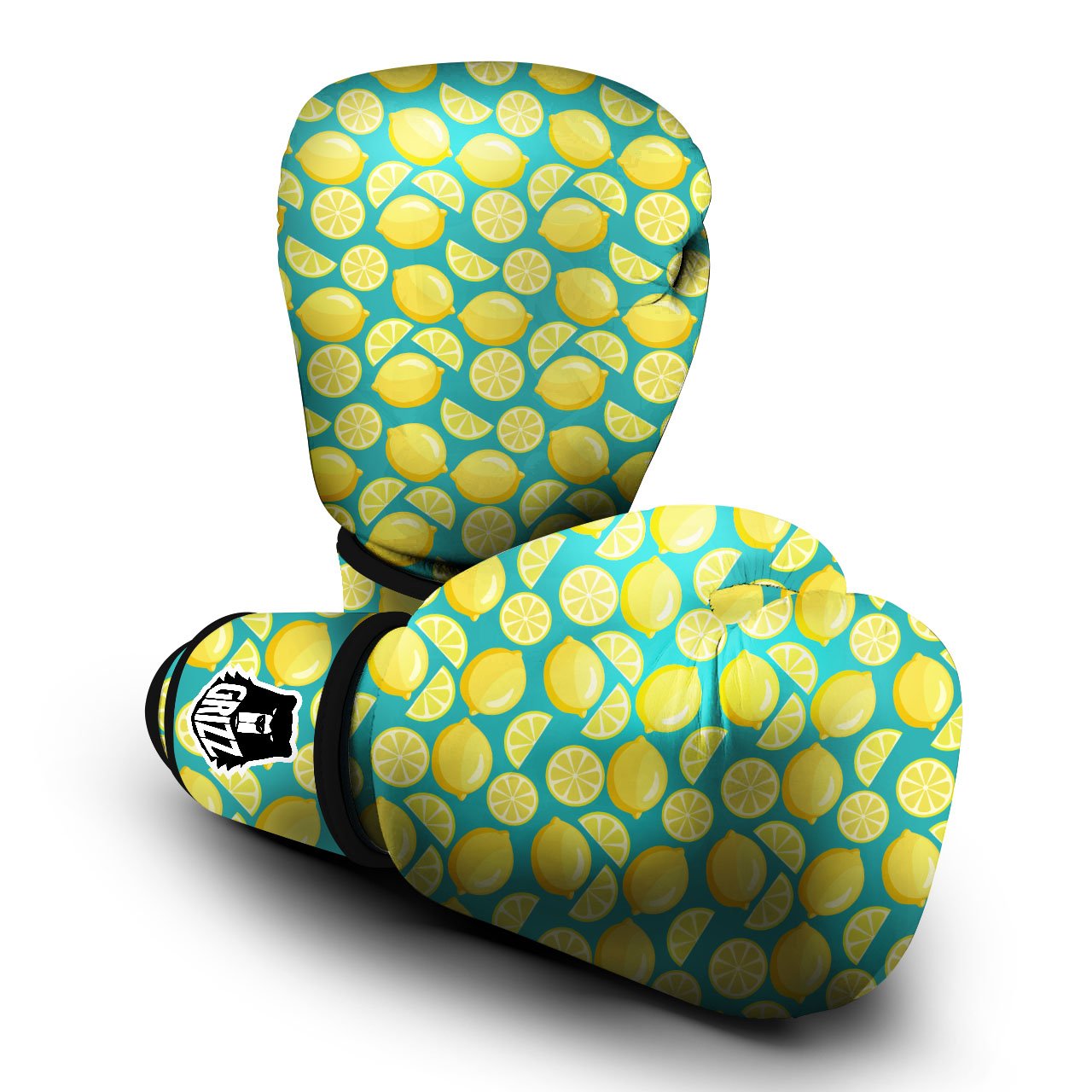 Slices Lime Print Pattern Boxing Gloves-grizzshop