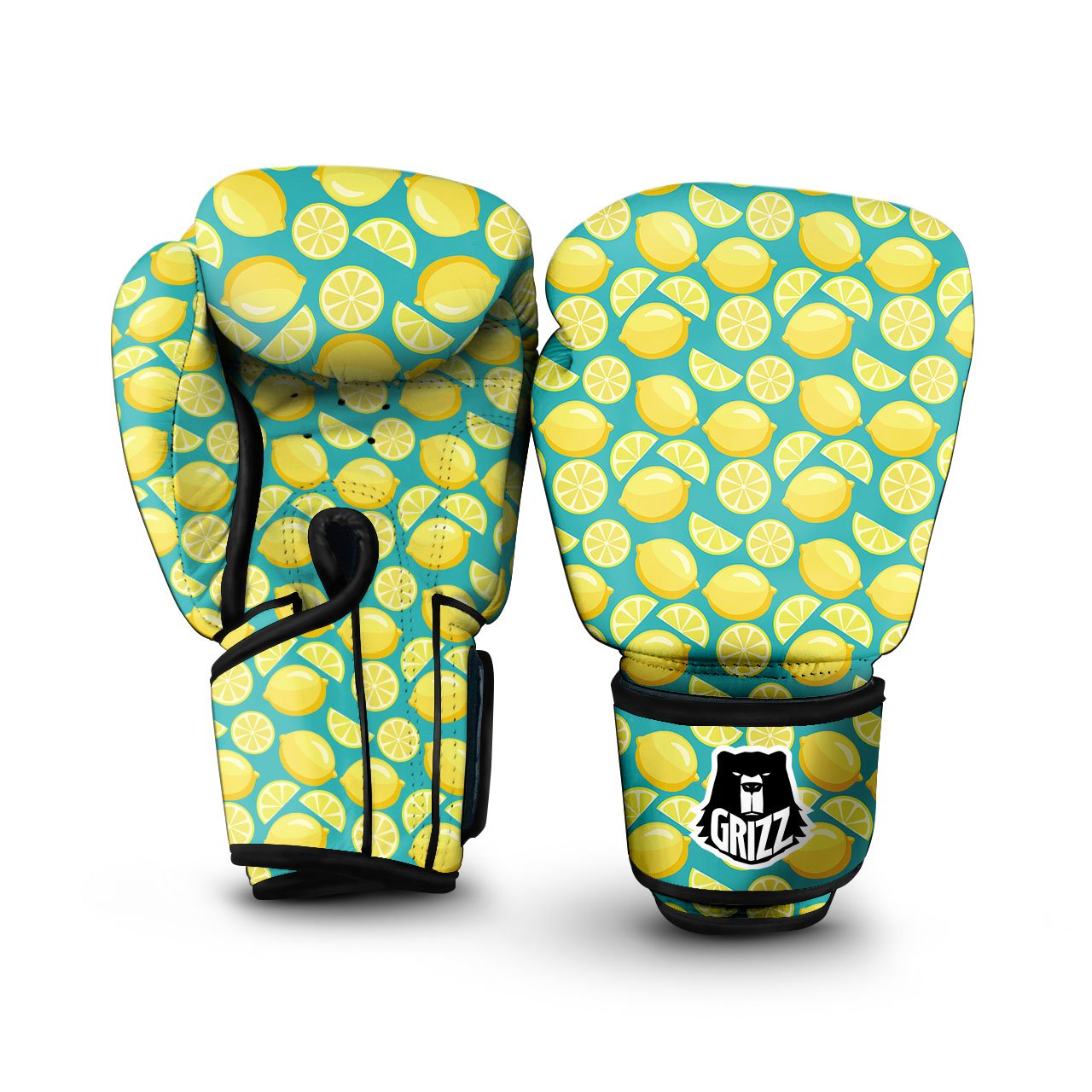 Slices Lime Print Pattern Boxing Gloves-grizzshop