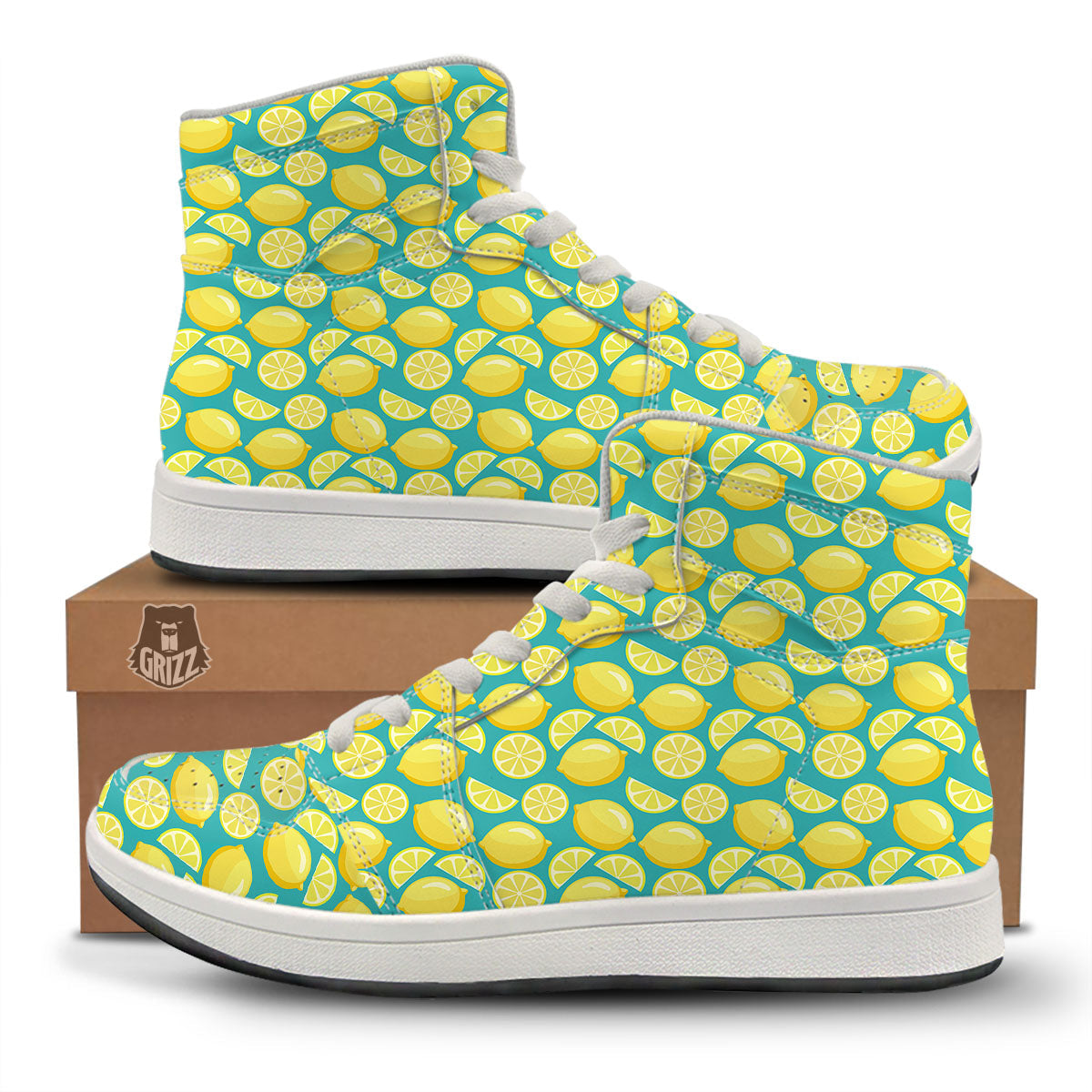 Slices Lime Print Pattern High Top Sneakers-grizzshop