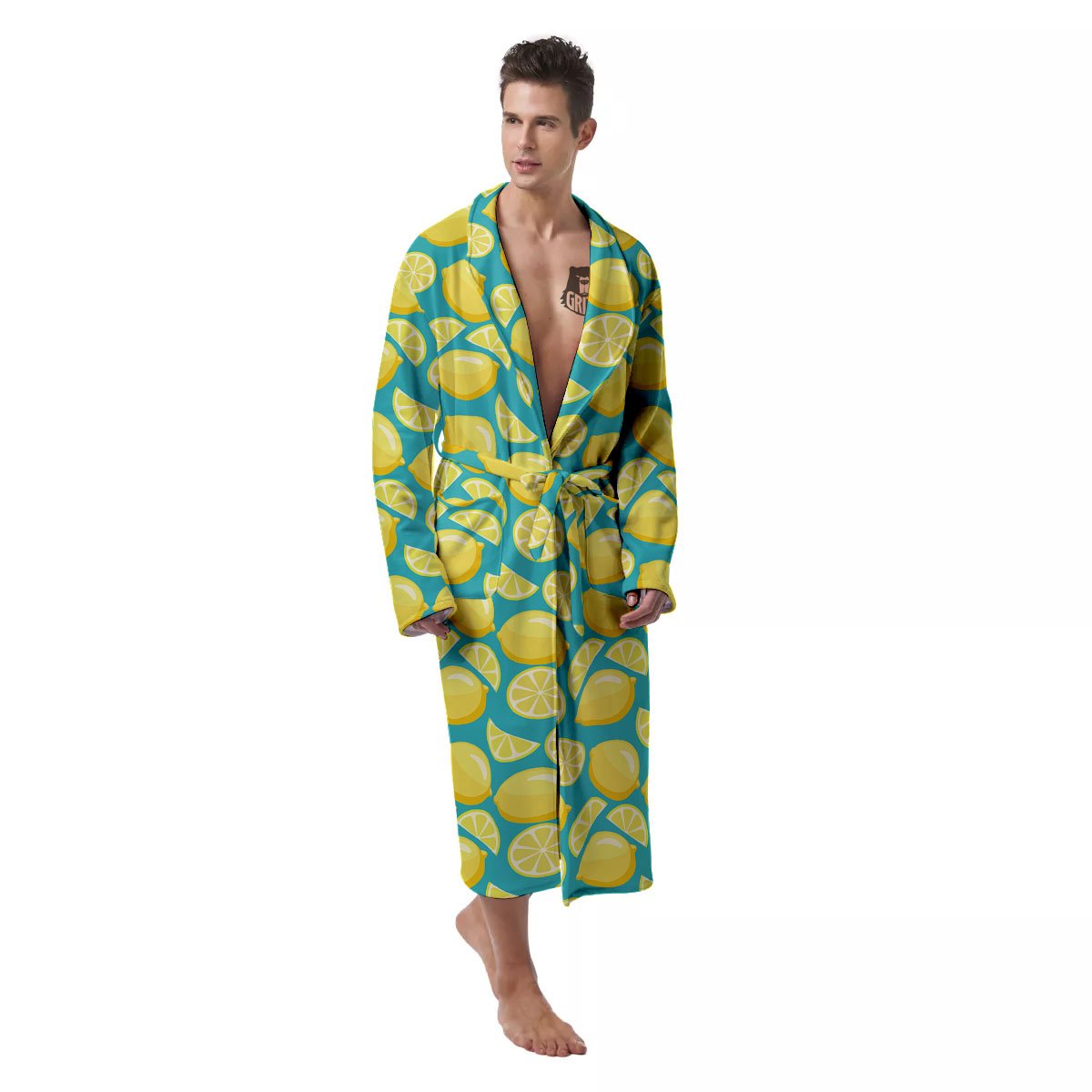 Slices Lime Print Pattern Men's Robe-grizzshop