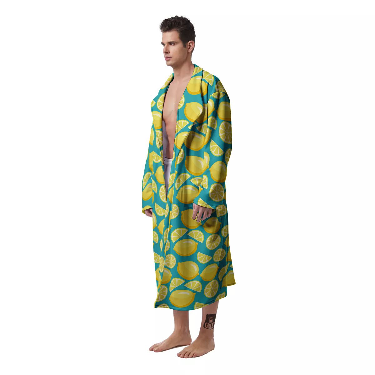 Slices Lime Print Pattern Men's Robe-grizzshop