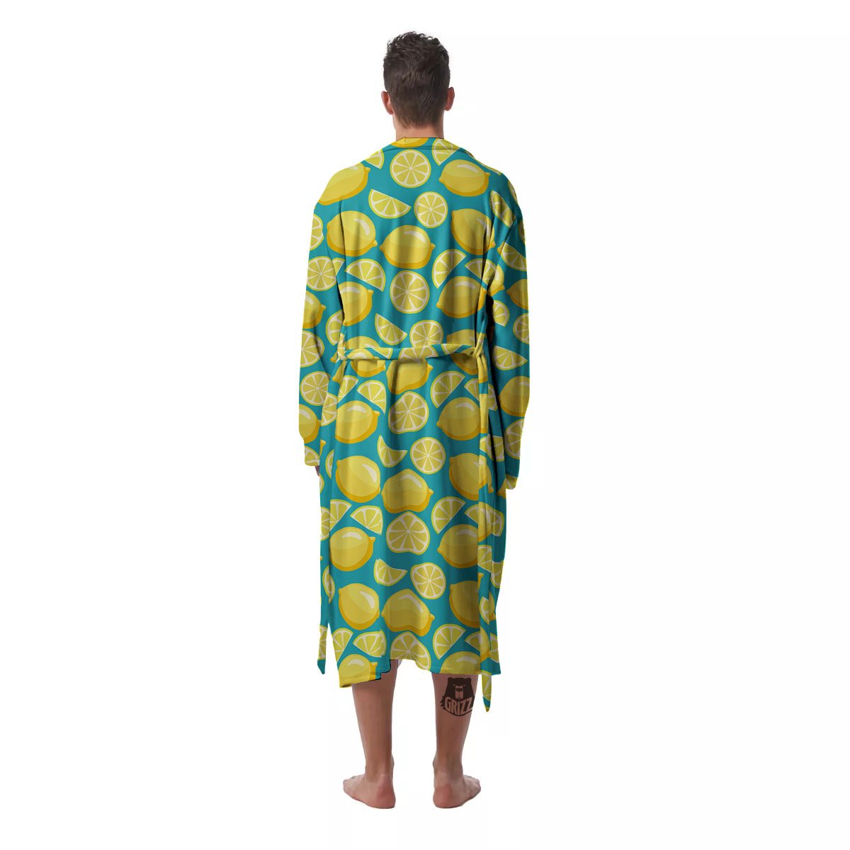 Slices Lime Print Pattern Men's Robe-grizzshop