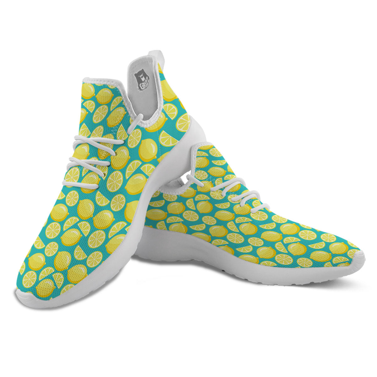 Slices Lime Print Pattern White Athletic Shoes-grizzshop