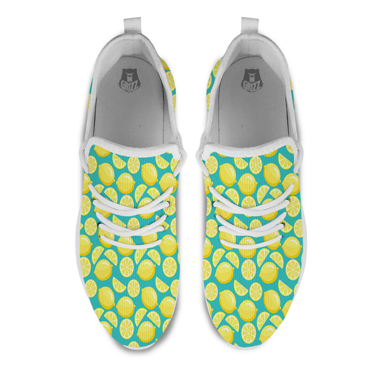 Slices Lime Print Pattern White Athletic Shoes-grizzshop