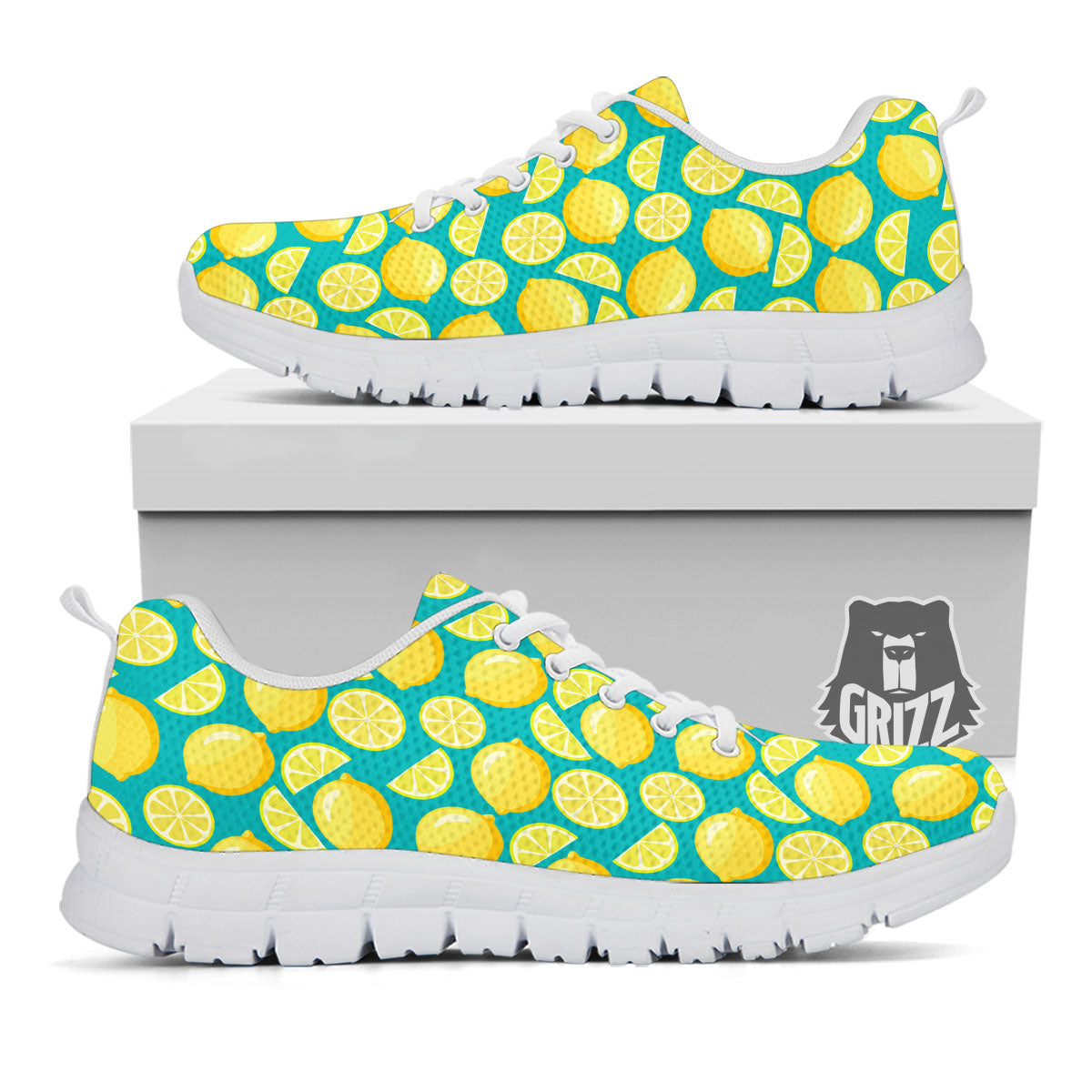 Slices Lime Print Pattern White Sneaker-grizzshop